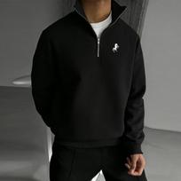 Men's Stand-Collar Half-Zip Sweatshirt, Lightweight Long-Sleeve Solid Color, a Versatile Casual Top for Commuting and Outings L juoda