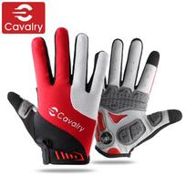 Silicone Full-Finger Gloves for Men And Women, Long Fingers for Road And Mountain Bikes, Shock-Absorbing Cycling Gloves, Red And White, XL Size