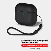 Apple AirPods 4 Case [Black Leather Texture], Cover for Apple Earphones, Wireless Bluetooth Earphone Case, Shockproof Creative Anti-Slip Storage Box
