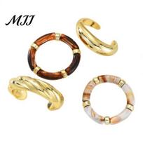 Gold Plated Bracelet 4Pcs/Set Women Opening Adjustable High-Polishing Metal Dual Material Layered Bracelets Wear-Resistant Stackable Bangles auksinė