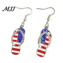 Exquisite Craftsmanship Earrings 1 Pair Hook American Independence Day Pattern Hollow Patriotic Alloy Heart Star Shape Red White Blue Jewelry C