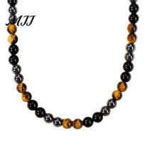 Healing Men Jewelry Stone Beads Necklace for Yellow Tiger Eye Obsidian Beaded Stacking Necklaces Energy with Card Gift Husband Boyfriend 1