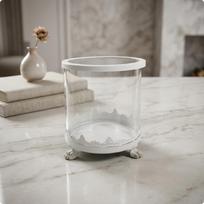 Glass Candle Cup Decorative Metal Base Holder Elegant Tealight for Vanity M