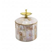 Decorative Jar with Lid Mosaic Lidded Storage Iridescent Container for Vanity, Shelf, Desk