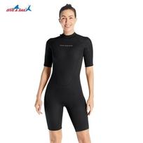 Womens 3mm Neoprene Wetsuit Short Sleeve Full Body Dive Suit Snorkeling Surfing Cold Water Swimming XS juoda