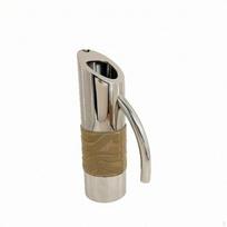 Teapot with Leather Wrap Polished Stainless Steel Curved Spout Tea Maker for Hosts, Tabletop