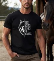 Don’t Mistake Silence for Weakness T-Shirt | Wolf Face Graphic Tee | Quiet Strength Statement Shirt | Nature Animal Casual Tee | Gift 2XL