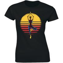 Woman Doing Relaxing Yoga With Sun Background Women's T-shirt Gift Tee XXXXL