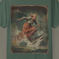 Vintage SURFING SHARK T-Shirt Surf Girl Shirt Ocean Great White Nautical Tee XXXXL