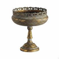 Pedestal Planter Iron Antique Distressed Finish Compote Vase for Decorative