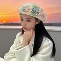 Women's Hat Stylish Beret for Women - Autumn Winter Retro Literary Socialite Hat Versatile Elegant Painter Hat 55-58cm