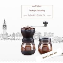 Hand Manual Coffee Grinder Mill For Home Office Ceramic Millstone With 2 Glass Sealed Pots Portable Coffee Mill Easy Cleaning