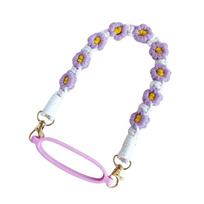 Crochet Daisy Flowers Cup Holder Lanyard Polyester Tumbler Carrying Strap  Walking violetinė