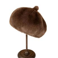 Leopard Print Painter Beret Hat Flush Furry Fluffy Plush Beret Sweet Winter Cap  Women Girl coffee