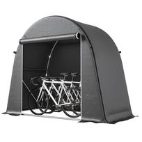 8 x 4 ft Garden Storage Tent, Waterproof Bike Tent with Roll-up Zipper Door and Galvanised Metal Frame, Dark Grey 245 x 120 x 200 cm tamsiai pilka spalva