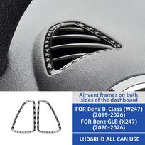 Carbon Fiber Dashboard Air Vent Trim for Mercedes Benz B-Class W247 2019-2026 One Size juoda