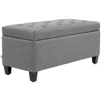 Bench, Upholstered Bench with Storage, Linen-Like Polyester, Rubberwood, 100 x 40 x 44 cm, Light Grey 100 x 40 x 44 cm šviesiai pilka spalva