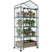 Foil Greenhouse, Hothouse, Mini Greenhouse, Plant House, Cold Frame, 4 Shelf Compartments, 69 x 50 x 165 cm, Transparent 69 x 50 x 165 cm