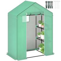 Greenhouse with Shelves, Mini Greenhouse, UV Resistant, Mesh Windows, Zip Door, 143L x 74W x 190H cm, Green 143 x 74 x 190 cm žalia