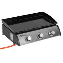 Gas Grill with 3 Burners, Hose, Non-Stick Grill Plate, Stainless Steel, Color: Silver, 63 x 48 x 21 cm 63 x 48 x 21 cm juoda