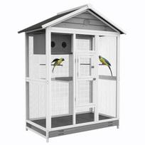 Wooden Bird Cage, with 4 Perches, Asphalt Roof, Waterproof, 112 x 68 x 154 cm 112 x 68 x 154 cm