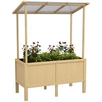 Raised Garden Bed with Roof, Drainage Holes, Fleece Lining, Weatherproof, Fir Wood, 110x60x152 cm 110 x 60 x 152 cm
