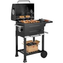 Charcoal Grill Compact Grill Cart with Lid Thermometer Grill Grate Side Table Ash Tray Vents 75 x 59 x 94 cm juoda