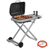 Portable Gas Grill 1-Burner 2.5kW Grill Cart with Foldable Rolling Cart Grill Grate Side Table Lid Thermometer 109 x 55 x 89 cm juoda