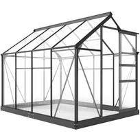 Greenhouse, Hothouse, with Roof Window, Sliding Door, Transparent, Polycarbonate+Aluminum, 190 x 252 x 201cm 190 x 252 x 201 cm pilka