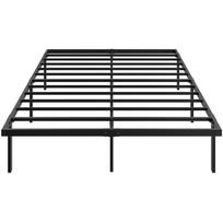 Lova su rėmu, 140 x 200 cm Metalinė lova su vietos daiktams laikyti po lova, Metalinis rėmas su grotelėmis, Dėžės pavasario nereikia 200.5 x 141 x 35.5 cm juoda