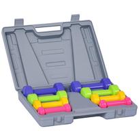 Dumbbell Set, 4 Pairs of Dumbbells with Case, 0.5 kg/1 kg/1.5 kg/2 kg, Iron+Plastic, Red Yellow Green Purple 41 x 30 x 8 cm