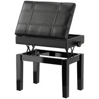 Piano Bench with Hidden Storage, Seat Stool, Height-Adjustable, Faux Leather, Black 63 x 35 x 56 cm juoda
