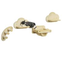 Cat Stairs, 4-Piece Set, 3-Step Rung Ladder, 2 Platforms, Hammock, Plush Cover, Beige 40 x 34 x 20 cm smėlis