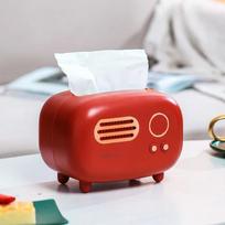 Retro Radio Model  Tissue Box Desktop Paper Holder Vintage Dispenser Storage Napkin Case Organizer Ornament Craft