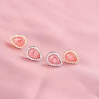 Strawberry Crystal Water Drop Earrings Light Luxury Earrings Light Luxury Earrings Temperament dramblio kaulas