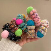 Telephone Wire Elastic Hair Rubber Bands Wool Spiral Hair Ties Rings Women Plush Ball Ponytail HolderHair Accessories