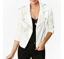 Lambskin Stylish Casual Biker Soft Women Wear New Jacket White Handmade Leather S balta