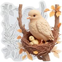 Bird Silicone Mold Bird Nest Fondant Molds Cake Decorating Tools Cupcake Topper Candy Sugar Craft Gum Paste Polymer Clay pilka spalva