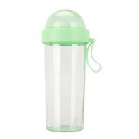 420/600ml Portable Dual Straw Separate Drink Water Beverage Bottle Couples Gift 420ml žalia