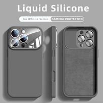 Original Liquid Silicone Phone Case For iPhone 17 16 15 14 13 Pro Max 17Pro Air Glass Large Window Camera Protection Soft Cover iPhone17 Pro Max