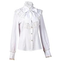 Pirate Blouse Ruffled Shirt Womens White Long Sleeve Victorian Blouse Womens Gothic Lolita Shirt XL