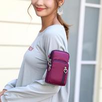 Women Nylon Cell Phone Purse Travel Crossbody Bag Wristband Sport Armband violetinė
