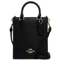 Coach N/S 14 Gold Letter Logo Hardware Pebble Leather Tote Shopping Bag Handbag Shoulder Bag Crossbody Bag Mini Women tote Black CJ500-IMBLK Basic Set (Bag+Dust Bag)