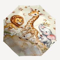 1PC Giraffe Elephant Umbrella-8-Rib Reinforced Portable Folding Travel Suitable for All Seasons Outdoor Daily -Z0497