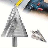 6-60mm pakopinis grąžtas, 12.5mm/0.5” kotas 4241 HSS spiralinis griovelis grąžtas medžiui, plastikui, plonam metalo lakštui