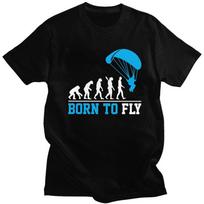Custom Evolution Paragliding Born To Fly T Shirts for Men Pure Cotton Tees Paraglider Skydiving Tshirts Short Sleeve T-shirt ... S įvairiaspalvis