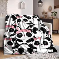 1pc Panda, Cute Blanket Warm, Cozy, And Soft, Suitable for Sofas, Beds, Cars, And Office Use.Perfect for Camping And Travel, Making It a Great Gift fo 100x150cm