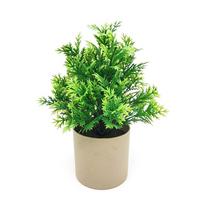 Green Leaves Artificial Grass Bonsai with Flowerpot Photo Props Potted Plant Ornament Simulation Grass Potted Decoration