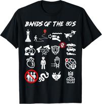 Funny Nerdy Iconic Pop Rock Bands of The 80s White T-Shirt S įvairiaspalvis