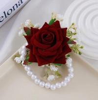 1pc Elegant Fabric Rose Wrist Flower Set, Suitable for Weddings, Engagements, Perfect for Thanksgiving, Valentine'S Day